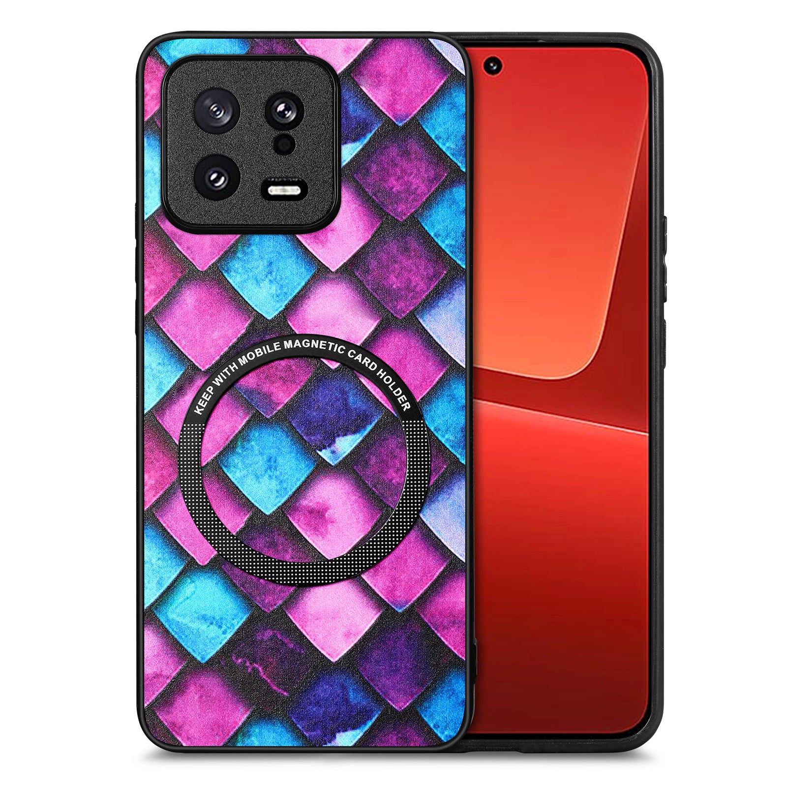 For Xiaomi 13 5G Pattern Printing Metal Ring Design Phone Case PC TPU PU Leather Coated Protective Cover For Xiaomi 13 5G Pattern Printing Metal Ring Design Phone Case PC TPU PU Leather Coated Protective Cover
